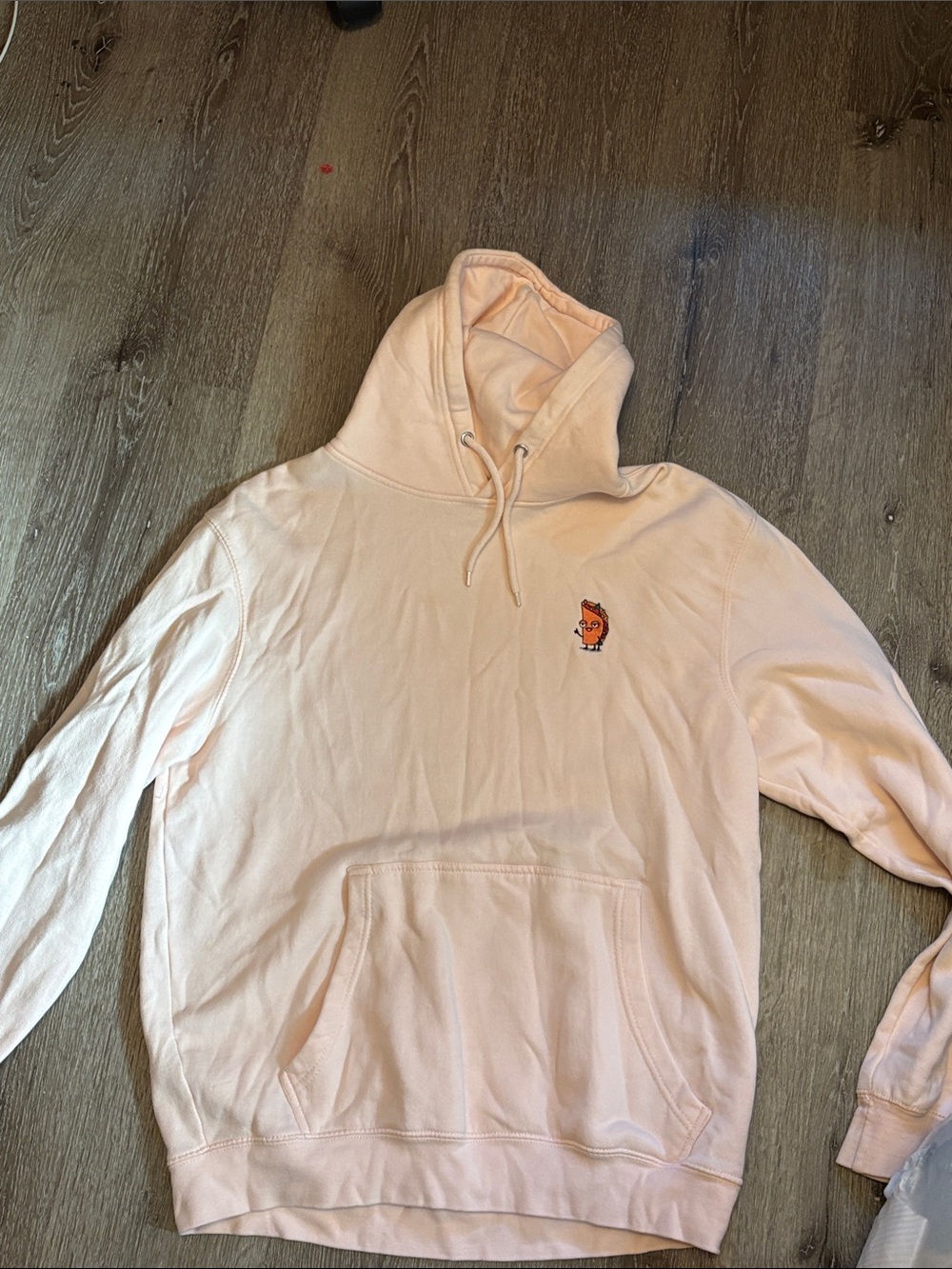 Men's Peach Crewneck Hoodie with Embroidered Chest Logo
